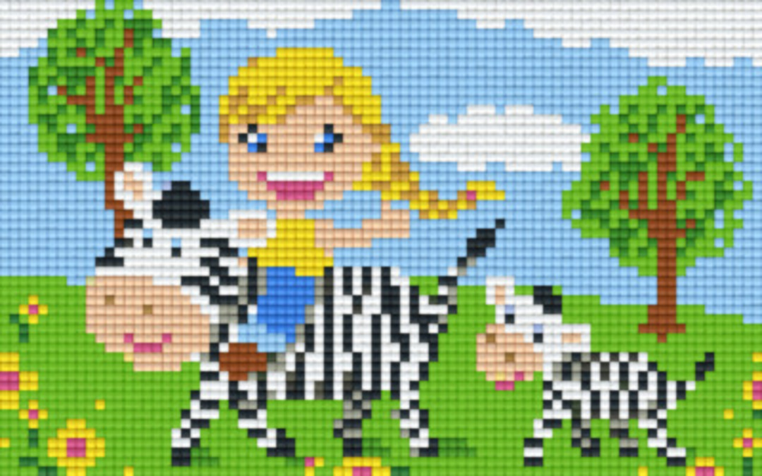 Zebra Fun Two [2] Baseplate PixelHobby Mini-mosaic Art Kits image 0
